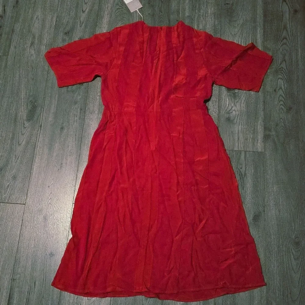 Everlane The City Stripe Ruched Dress in Haute Red NWT Size 14 - Picture 5 of 8